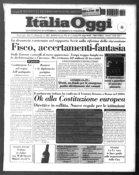 Italia oggi : quotidiano di economia finanza e politica